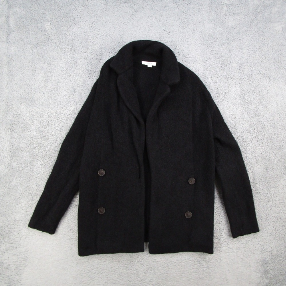 Vince Black Wool Alpaca Blend Double Breasted Cardigan Coat V961679453 Womens S